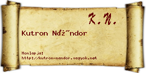 Kutron Nándor névjegykártya